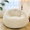 XeGe Copertura per Pouf Gigante 5FT Morbidissima in Similpelle Crema Ivorina (Senza Imbottitura), Pouf Imbottito in Similpelle Shaggy in Morbido Soffice Peluche XXL per Divano Letto, Pouf XL Grande