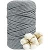DXRPO Filato macramè, 5 mm x 100 m, Filato di Cotone macramè, Corda per Macrame 5mm,per Fai da Te, macramè, fioriera per Fiori macramè, Regalo per buoni Amici, Piante, Decorazione Boho(Grigio)