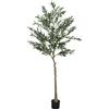 HOMCOM Pianta Artificiale di Olivo Alta 180 cm, Albero Finto con 900 Foglie e 40 Olive, Vaso Incluso | Aosom Italy