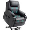 HOMCOM Poltrona Alzapersona Reclinabile max 135° con 8 Punti Massaggianti e Poggiapiedi, 88x92x106 cm, Nero|Aosom