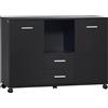 Vinsetto Mobile Ufficio Multifunzionale con 4 Ruote Pratico Armadietto con 2 Ante e 2 Cassetti per Stampante Scanner Fax 100x40x71cm Nero|Aosom