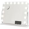 HOMCOM Specchio da Trucco con 14 Luci LED Regolabili e Ricarica USB, in Vetro e Metallo, 62.5x14x49.5 cm, Bianco | Aosom Italy