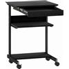 HOMCOM Scrivania PC con Cassetto Scorrevole, 2 Ripiani e 4 Rotelle, in Legno e Metallo, 56x51x79 cm, Nero | Aosom Italy