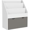 AIYAPLAY Libreria per Bambini 3-8 Anni a 3 Ripiani con Cassetto Inferiore, in MDF, 62.5x30x70 cm, Grigio | Aosom Italy