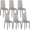 HOMCOM Set di 6 Sedie da Pranzo Moderne con Schienale Alto in Finta Pelle e Acciaio, 41x50x97 cm, Grigio | Aosom Italy