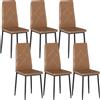 HOMCOM Set di 6 Sedie da Pranzo Moderne con Schienale Alto in Finta Pelle e Acciaio, 41x50x97 cm, Marrone | Aosom Italy