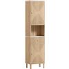 HOMCOM Colonna Bagno con Cassetto, 2 Armadietti e Ripiani Regolabili, Ripiano Effetto Marmo, 41.5x30x168 cm, Rovere | Aosom Italy