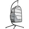 Outsunny Sedia a Uovo Sospesa, Altalena Esterno con Supporto e Cinghia Sicurezza, Nero/Grigio Chiaro | Aosom Italy