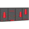 HOMCOM Set 4 Pannelli Porta Attrezzi da Parete in Acciaio 38pz, con 12 Supporti e 22 Ganci, Nero e Rosso | Aosom Italy
