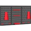 HOMCOM Set 3 Pannelli Porta Attrezzi da Parete in Acciaio con 9 Supporti e 16 Ganci, Nero e Rosso | Aosom Italy