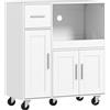 HOMCOM Mobiletto Microonde in Legno con Cassetto, 2 Armadietti, Ripiano Aperto e Piano Regolabile, 80x40x88.7 cm, Bianco | Aosom Italy