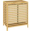 HOMCOM Cesto Portabiancheria in Bambù 64L con Coperchio, 2 Sacche in Tessuto Oxford Rimovibili e Lavabili, Color Legno | Aosom Italy