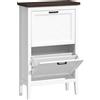 HOMCOM Scarpiera Country con 2 Cassetti Ribalta, Ripiani Regolabili, Design Bianco. | Aosom Italy