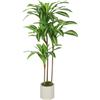 HOMCOM Pianta Artificiale di Dracena Verde in PEVA e Legno con Vaso Contenitore in PP e Cemento, 60x40x120 cm | Aosom Italy