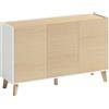 HOMCOM Credenza Buffet con Ante Soft-Close 120 cm Effetto Legno e Bianco | Aosom Italy