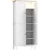 HOMCOM Credenza Cucina Alta 177 cm, Mobile Cucina con Luce LED, Dimmerabile a 3 Colori, Ripiani Regolabili, Bianco | Aosom Italy