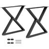 HOMCOM Set 2 Gambe per Tavolo in Acciaio a Forma di X, con 12 Viti e 4 Piedini Regolabili, Stile Industriale, Nero | Aosom Italy