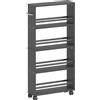 HOMCOM Scaffale Multifunzione con Ruote, Design Salvaspazio, 4 Scomparti, 45x15x91 cm, Nero | Aosom Italy