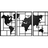 HOMCOM Set di 3 Pezzi Decorazione da Parete in Metallo Mappa Mondo, per Soggiorno, Camera e Corridoio, Nero | Aosom Italy