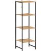 HOMCOM Scaffale da Terra per Bagno in Bambù e Acciaio, con 4 Ripiani, Libreria a 4 Livelli, 36,5x33x110 cm, Legno Naturale | Aosom Italy