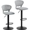 HOMCOM Set di 2 Sgabelli da Bar Girevoli a 360° Regolabili in Altezza 84-105 cm con Schienale Traforato e Poggiapiedi, Grigio | Aosom Italy