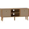 HOMCOM Mobile TV per Televisori con 2 Cassetti in Tessuto e Ripiani Aperti, fino a 50 Pollici, 110x29x46.5 cm, Legno e Marrone | Aosom Italy