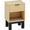 HOMCOM armadietto da notte con cassetto e vano aperto, comodino per camera da letto e soggiorno, 35x26x50 cm, rovere | Aosom Italy