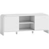 HOMCOM Mobile TV per televisore con 2 ante, 2 scomparti e ripiano regolabile, 110x35x45cm, bianco | Aosom Italy