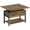 HOMCOM Tavolo da salotto sollevabile ed estensibile con scomparto nascosto e ripiano aperto, 100x45x50,5 cm, marrone rustico | Aosom Italy