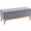 HOMCOM Panca contenitore con coperchio rimovibile, Baule portaoggetti in tessuto effetto lino, 110x39x45 cm, grigio | Aosom Italy