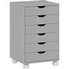 HOMCOM Cassettiera da Scrivania con 6 Cassetti, Mobile con Ruote e Guide Scorrevoli Silenziose per Ufficio Casa, Grigio | Aosom Italy