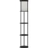 HOMCOM Lampada da Terra LED con Ripiani Rotondi, Paralume in Tessuto, Interruttore a Pedale e Telecomando, Nero | Aosom Italy