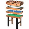 HOMCOM Tavolo Multigioco 4 in 1 con Calcio Balilla, Ping Pong, Biliardo e Hockey