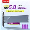 JEYI Scheda di espansione JEYI PCIe 5.0 x16 a M.2 NVMe a 4 bay, 512 Gbps, scheda RAID NVMe a 4 slot con supporto PCIe 5.0 e custodia in alluminio, design elegante