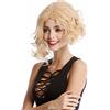 WIG ME UP - YZF-4361-26/144/613 Parrucca Donna Corta Altezza spalle Wild Riccia Asimmetrica Riga in mezzo Mix biondo chiaro