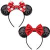 DRESHOW 2 Pezzi Cerchietto con Orecchie da Topo Fasce Orecchie da Topo Cerchietti Carnevale per Donna per Capelli Belle Orecchie da Topo Copricapo Decorazioni