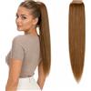 CAISHA 55cm Coda Capelli Nina Con Coulisse Capelli Extensions Finta Per Donna Posticcio Per Capelli Liscio Marrone Chiaro PH505