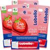 Labello Strawberry Shine Burrocacao Labbra Colorato all'Aroma di Fragola Lip Balm Idratante 24h con Ingredienti Naturali - 4 Stick