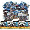 FYFLYMT 81 pezzi Stoviglie Trucks Compleanno, Decorazioni per Feste Compleanno Car, Stoviglie per Feste Auto Piatti Carta, Bicchieri, Tovaglioli e Tovaglia per 20 ospiti