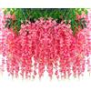 Uhky 2 confezioni da 20 rami di glicine artificiale da appendere, 1,8 m, fiori di glicine bianco in seta per matrimoni, archi, feste, giardino, decorazione per la casa (rosa)