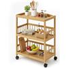 Relaxdays Carrello da Cucina, bambù, 3 Ripiani, per spezie e Alimenti, H x L x P: 80 x 53 x 30 cm