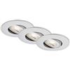 BRILONER Leuchten - Lampade da incasso a LED, set di 3, lampade da soffitto dimmerabili, modulo LED orientabile, 5 watt ciascuna, 460 lumen, 3.000 Kelvin, IP23, cromo opaco, 90x24mm (DxH)
