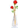 YWHL Statuetta di cristallo fatta a mano con rosa rossa con vaso, bouquet di fiori di vetro ornamento rosa regalo per moglie, fidanzata, donna, fiore di cristallo decorazione per la tavola per