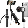 Spigen S582W Selfie Stick Treppiede MagSafe, Bastone Selfie con Telecomando Bluetooth, Estensibile 166,5 cm, Testa 360°, Supporto Magnetico, Anello Universale - Nero