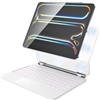 HOU Tastiera iPad Pro 11 (M4) Custodia Per Tastiera iPad Pro 11 Pollici 2024 (Solo), con Trackpad Multi-Touch, Retroilluminazione a 7 Colori, Supporto Magnetico Facile da Impostare - Bianco