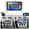 NHOPEEW 4 + 64G Radio Auto per Ford Focus 2004-2010 - Radio Android da 9 Pollici con Senza fili Carplay e Android Auto - Mirror Link 32EQ DSP Schermo Diviso + Telecamera di Retromarcia & Microfono
