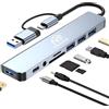 SECURITY TOYS Hub USB C 8 in 1, adattatore USB C con 3 USB 3.0 + 1 tipo C, ricarica PD 100 W, audio 3,5 mm, SD/TF, USB C Hub Multiporta per laptop, compatibile con tablet, MacBook Air/Pro, iPad, iPhone Android NF8