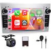 Hodozzy 【8 Core 4+64G】Hodozzy Carplay Autoradio per Opel Astra Antara Vectra Corsa Zafira Meriva Vivaro Combo, 7 Pollice Android Autoradio con Android Auto/WiFi/GPS/RDS/FM/Bluetooth/USB/DSP,Argento