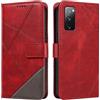 XINNI Cover per Samsung Galaxy S20 Fe Custodia, Cellulare Libro Antiurto Flip Pelle PU/TPU, Portafoglio Flip Magnetica Case, Rosso