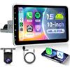 VECHTEL 4G+64G Android 15 Autoradio 1 Din con Carplay Android Auto senza Fili, 10'' HD IPS Rotante Schermo Tattile Stereo Auto Supporto Bluetooth 5.0 Radio FM RDS GPS Wi-Fi Mirror Link USB Telecamera